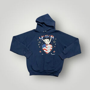 Vintage 95’ Betty Boop USA Fruit of the Loom Navy Hoodie Sz M​